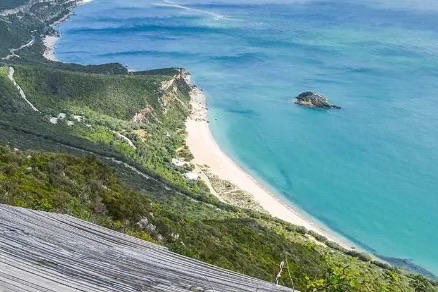 Portinho da Arrábida beach seen from the Serra da Arrábida viewpoint